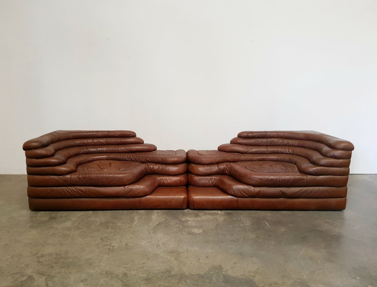 De Sede Terrazza sofa with layered leather steps in modern interior