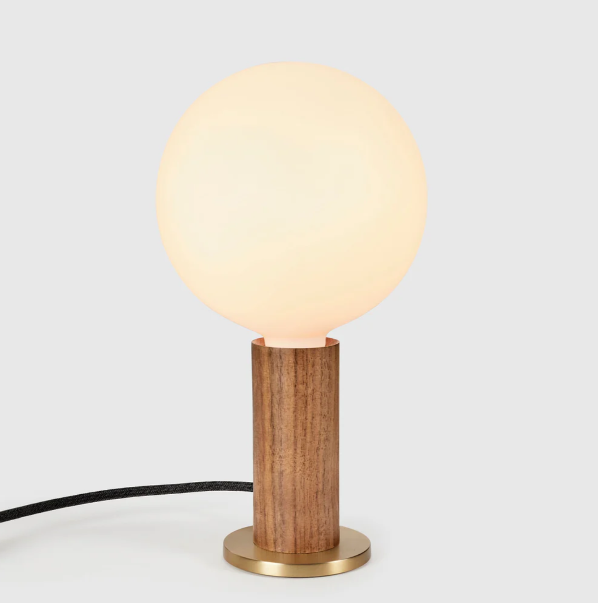 Tala Table Lamp – Wood Base, Brass Finish, Dimmable LED Sphere Bulb