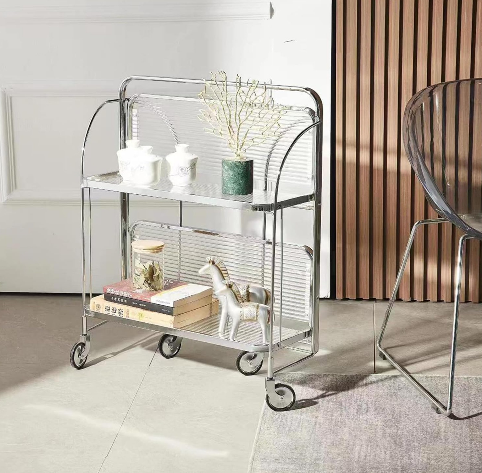 Foldable Glass Shelf - Stainless Steel Frame | Space Saving Organizer