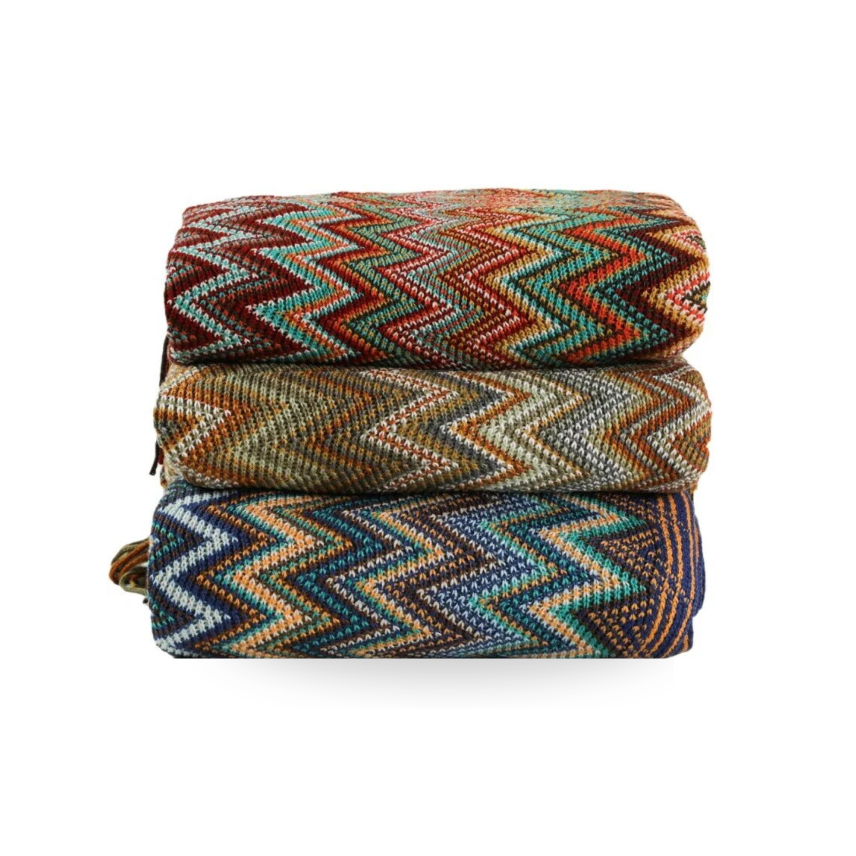 Knitted Pashmina Throw - Bohemian Tassel Blanket 50x67in Medium