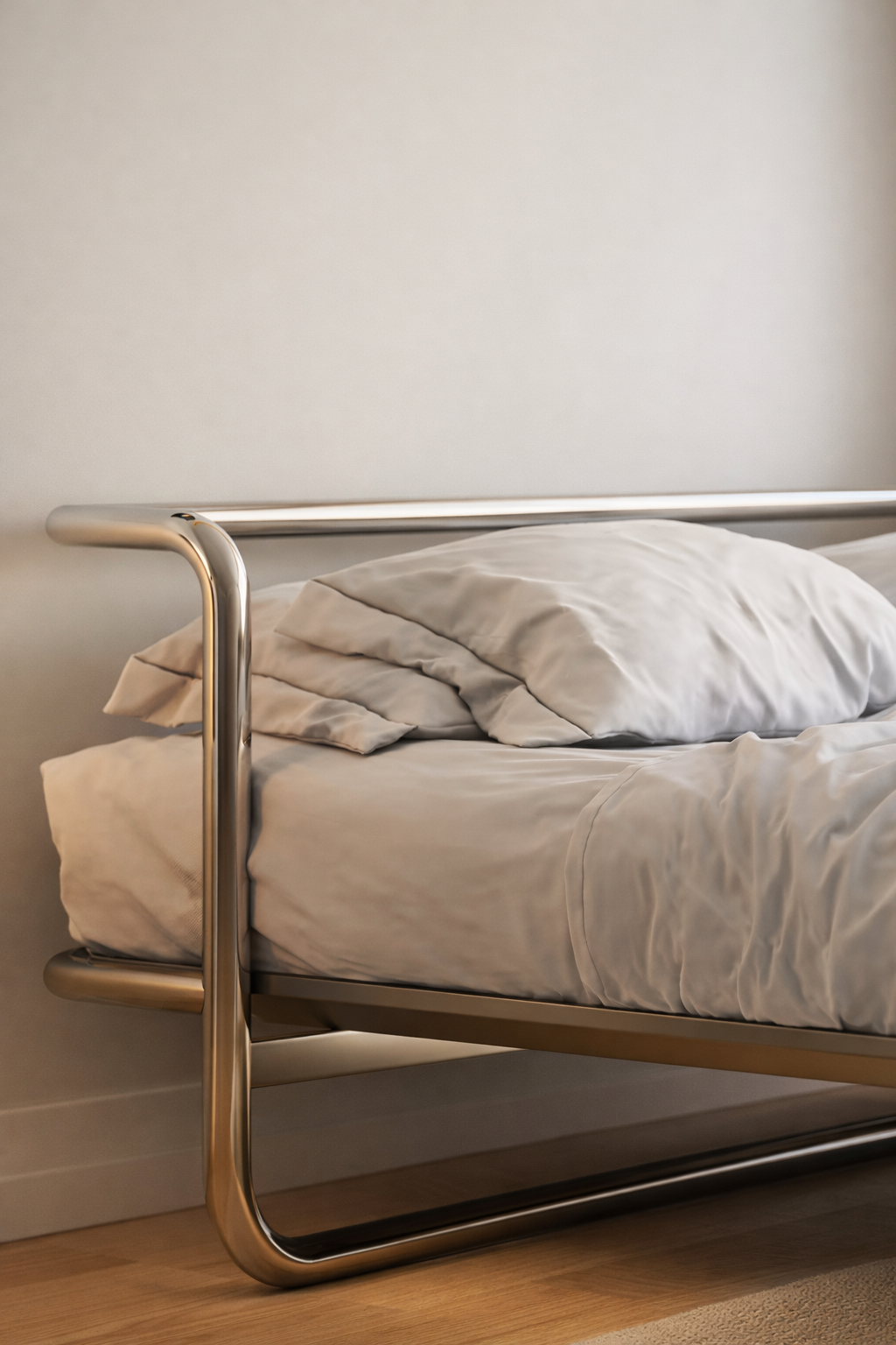 Industrial Bed Frame - Stainless Steel Metal Queen Size
