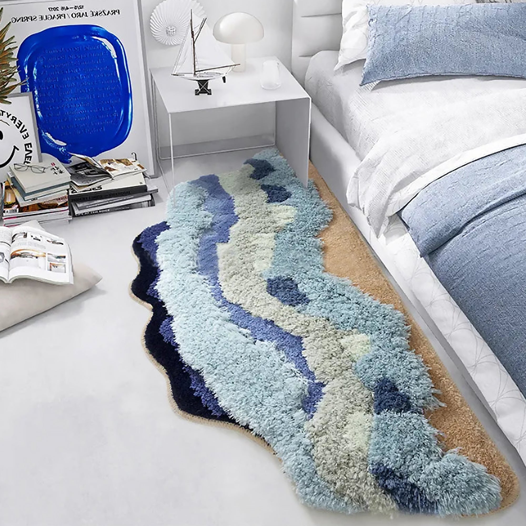 Beach Wave Rug - 3D Ocean Inspired Polyester Mat