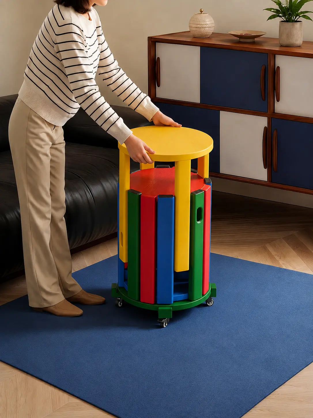 4 in 1 solid wood stool set for home interior