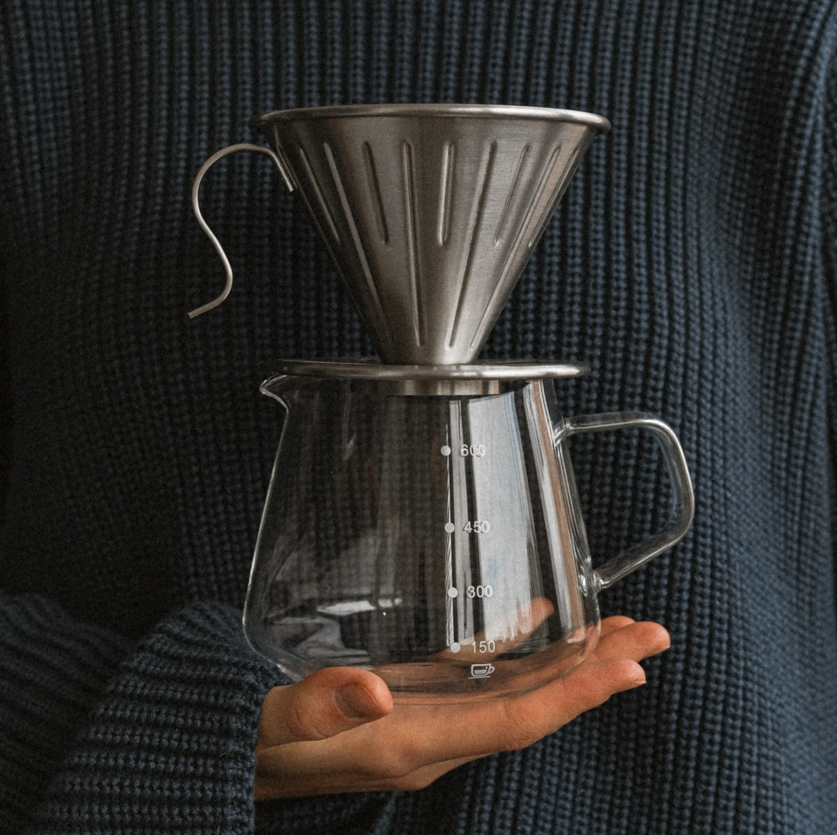 Pour Over Coffee Dripper Set with 600ml Glass Server