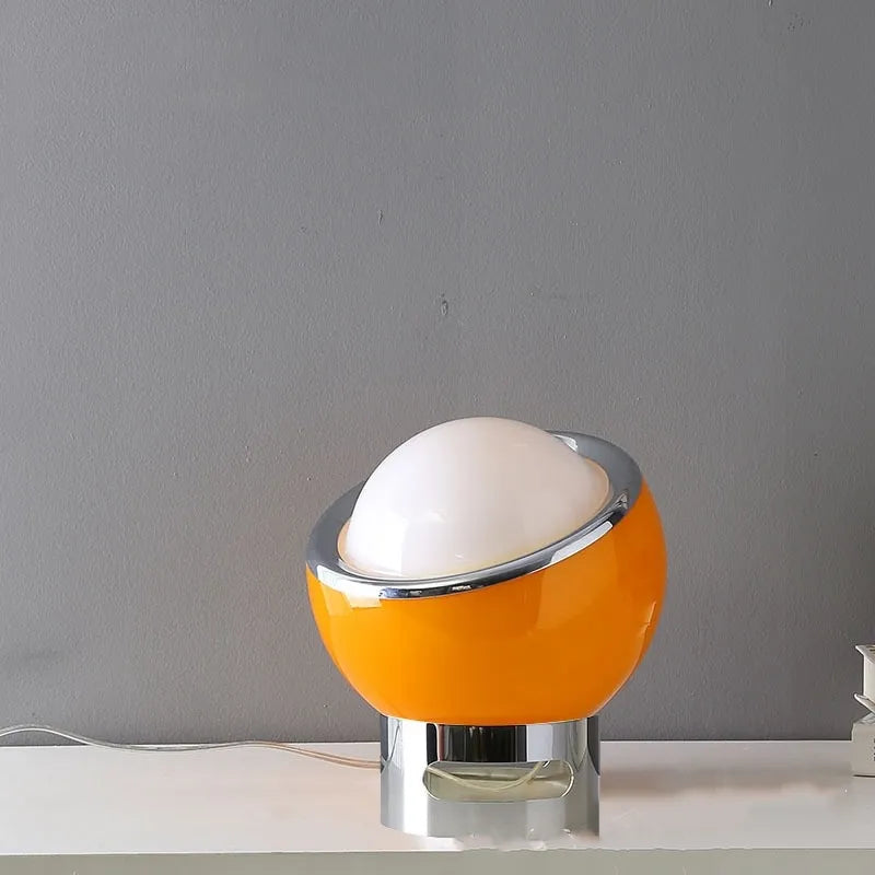 Retro Table Lamp - Glass Stone Metal Stand, Rotatable USB Corded