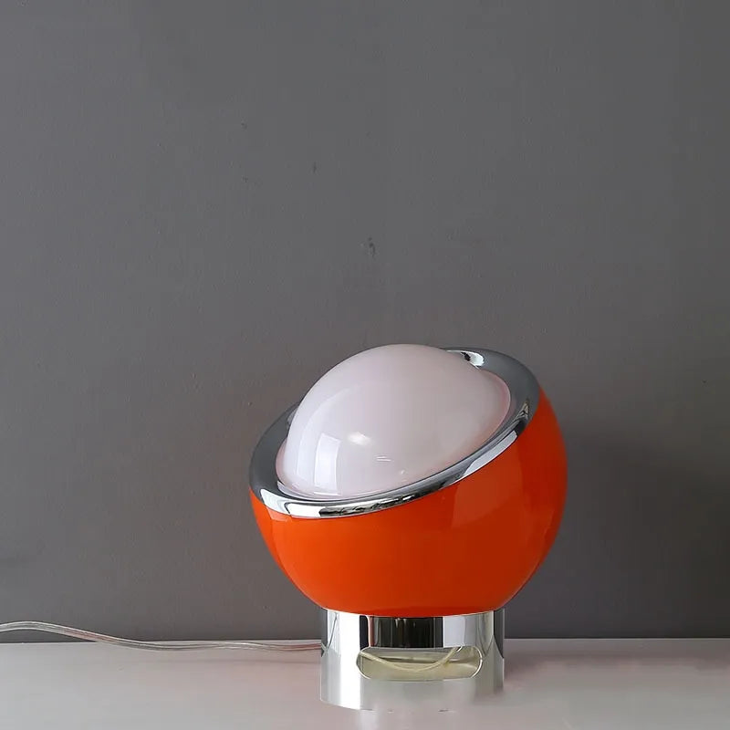 Retro Table Lamp - Glass Stone Metal Stand, Rotatable USB Corded