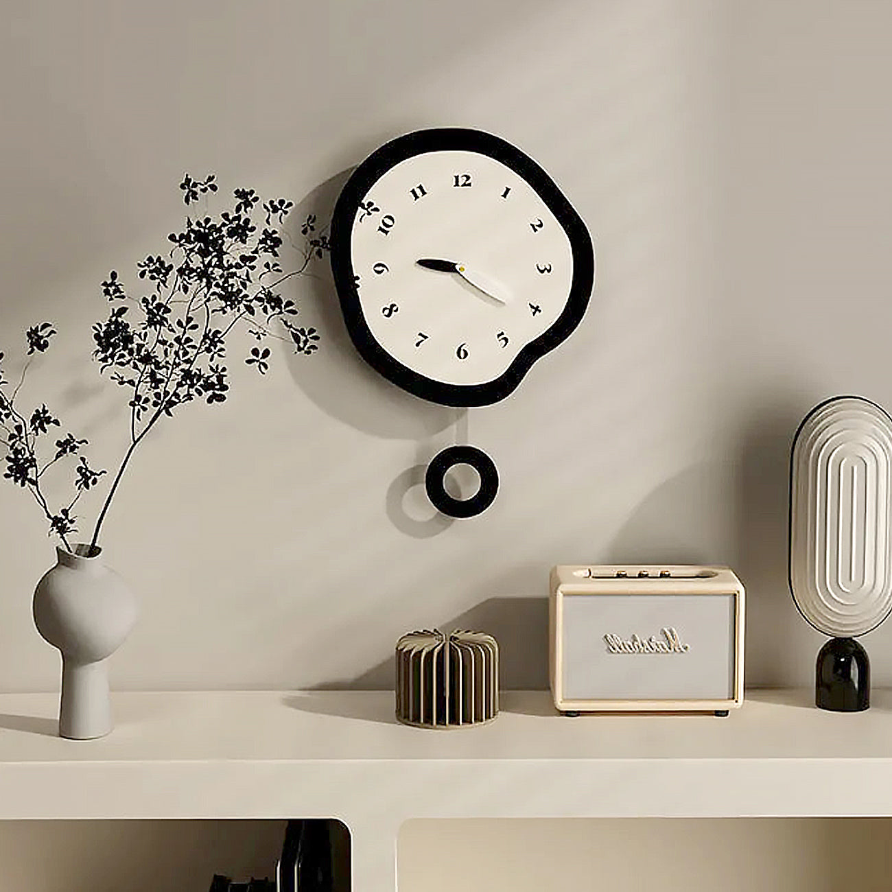 Abstract Wall Clock - Silent Pendulum Quartz Timepiece