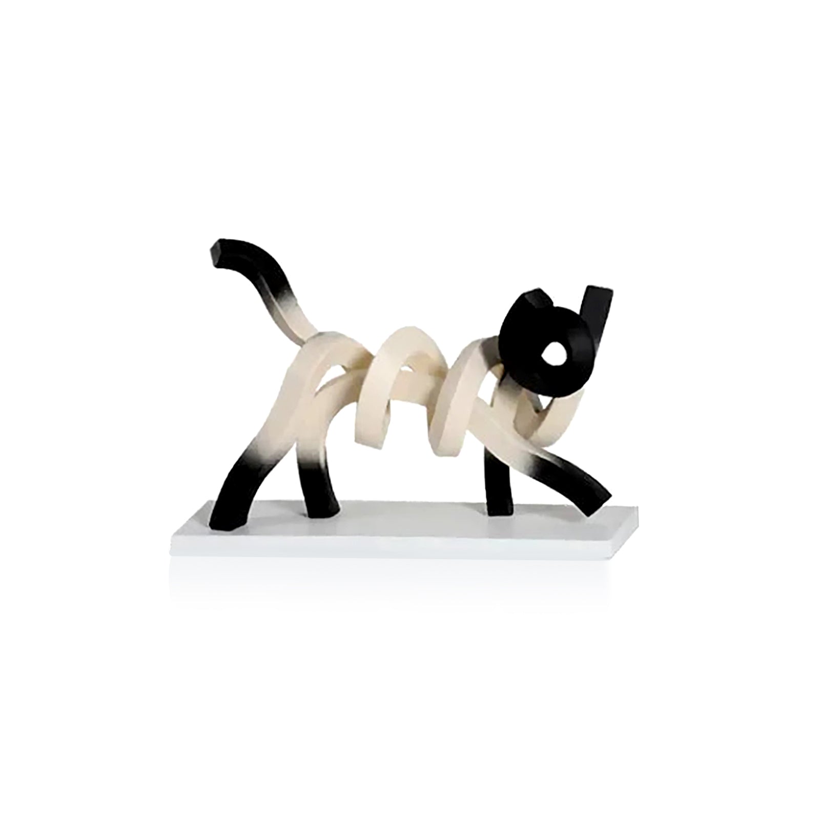 Twisted Siamese Cat Sculpture - Abstract Minimalism Resin Figurine