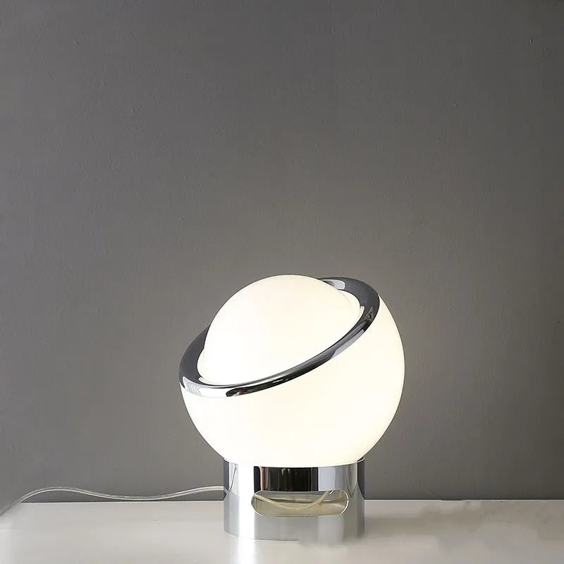 Retro Table Lamp - Glass Stone Metal Stand, Rotatable USB Corded