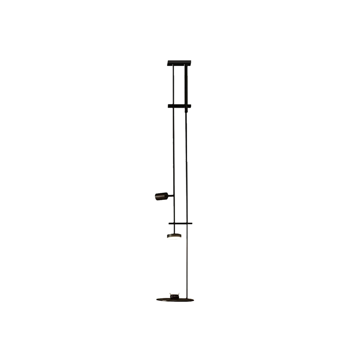 Black Metal Ceiling Lamp – Adjustable Spotlights & Shelf