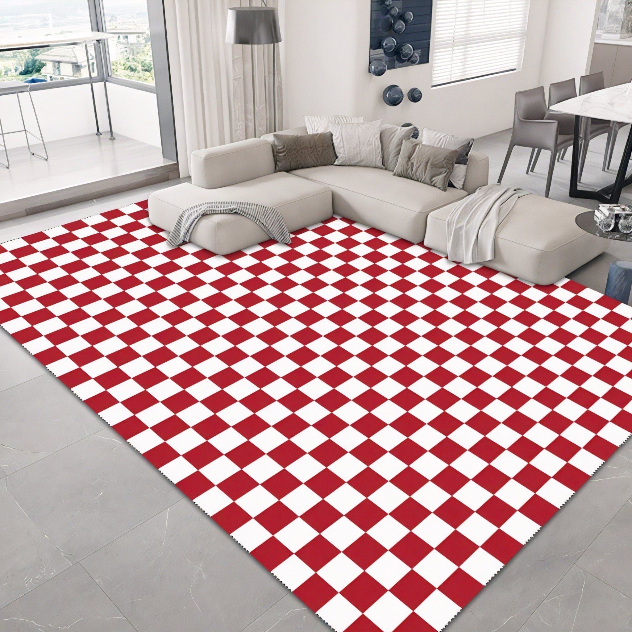 MODERN CHECKER | Faux Cashmere Luxe Rug