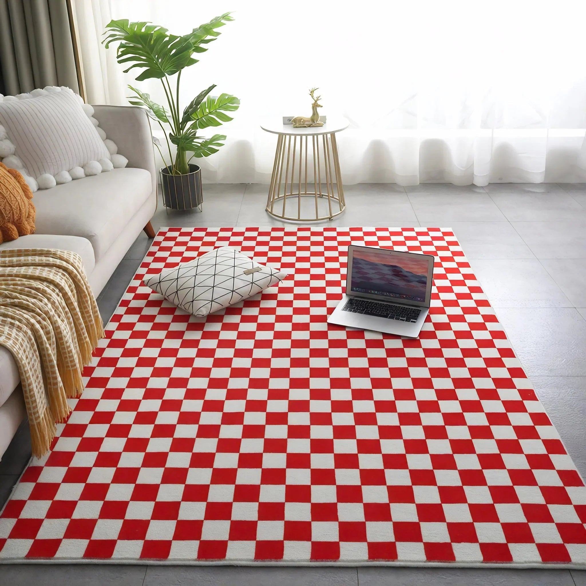 MODERN CHECKER | Faux Cashmere Luxe Rug