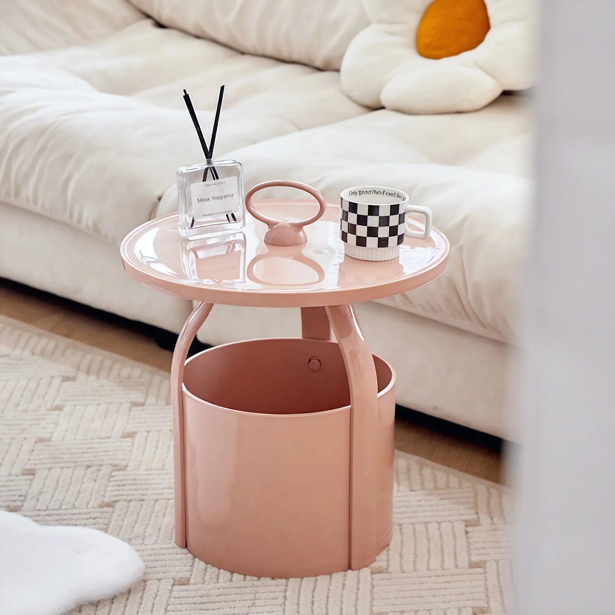 BUCKETED-BLISS | Modern Side Table with Storage Flair