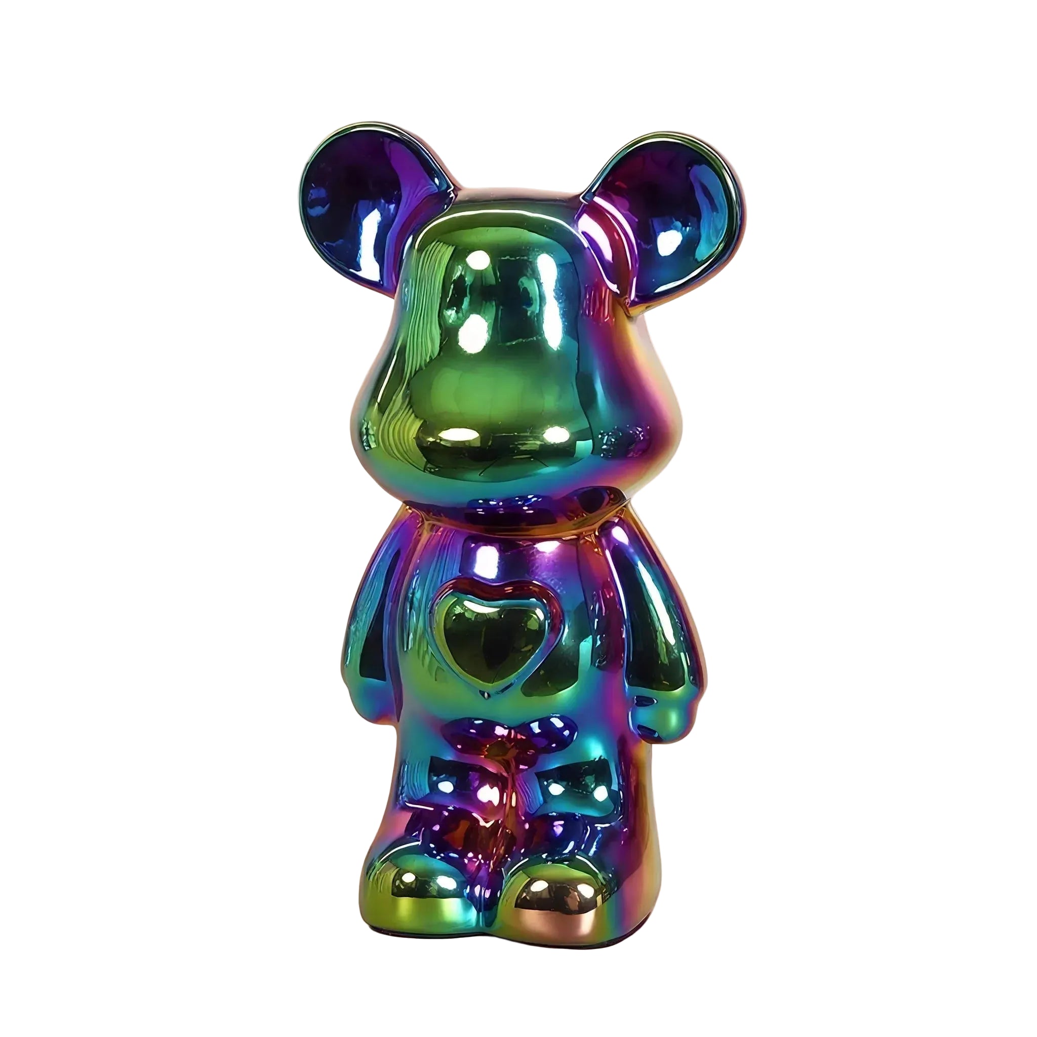 METALLIC-BEAR | Ceramic Heart Bear Decor