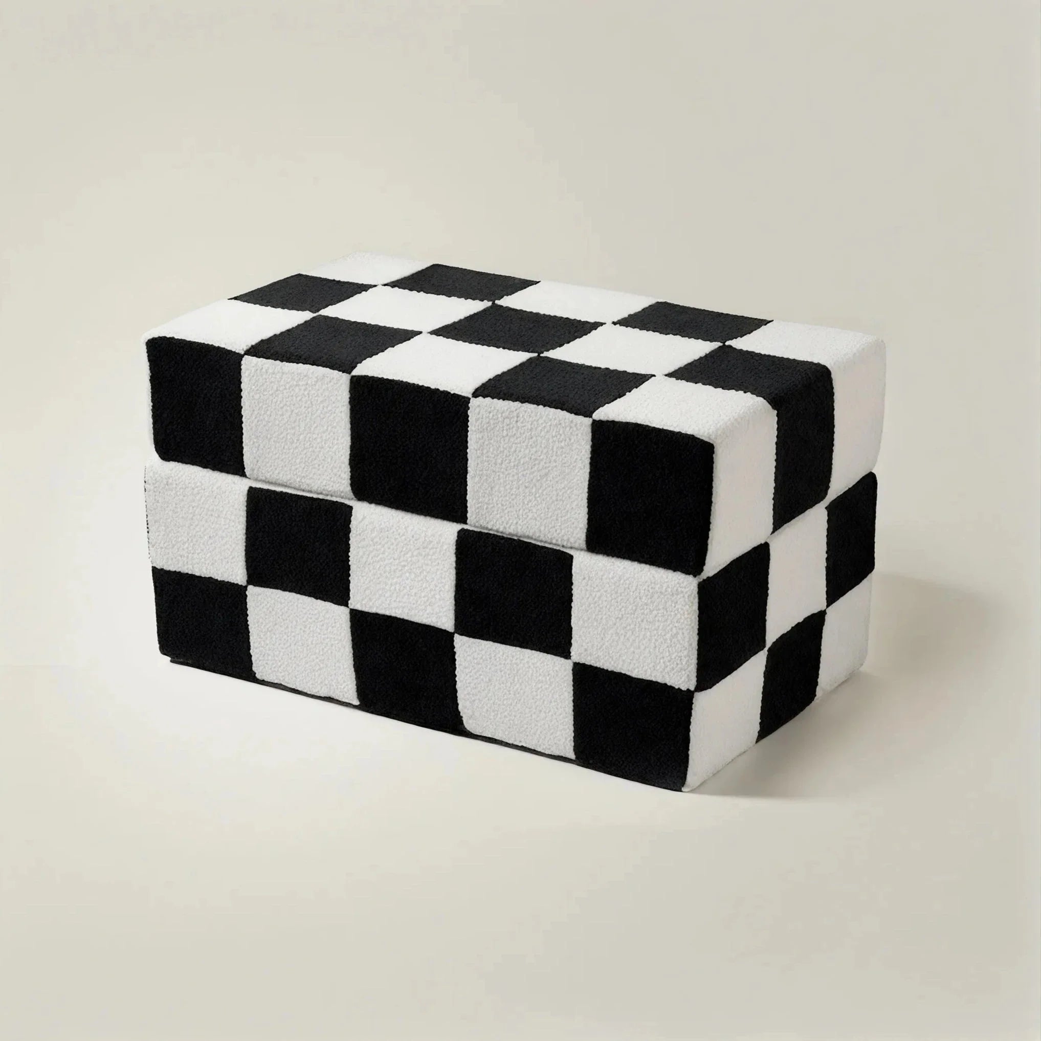 VELVET-CHECK | Checkered Storage Ottoman