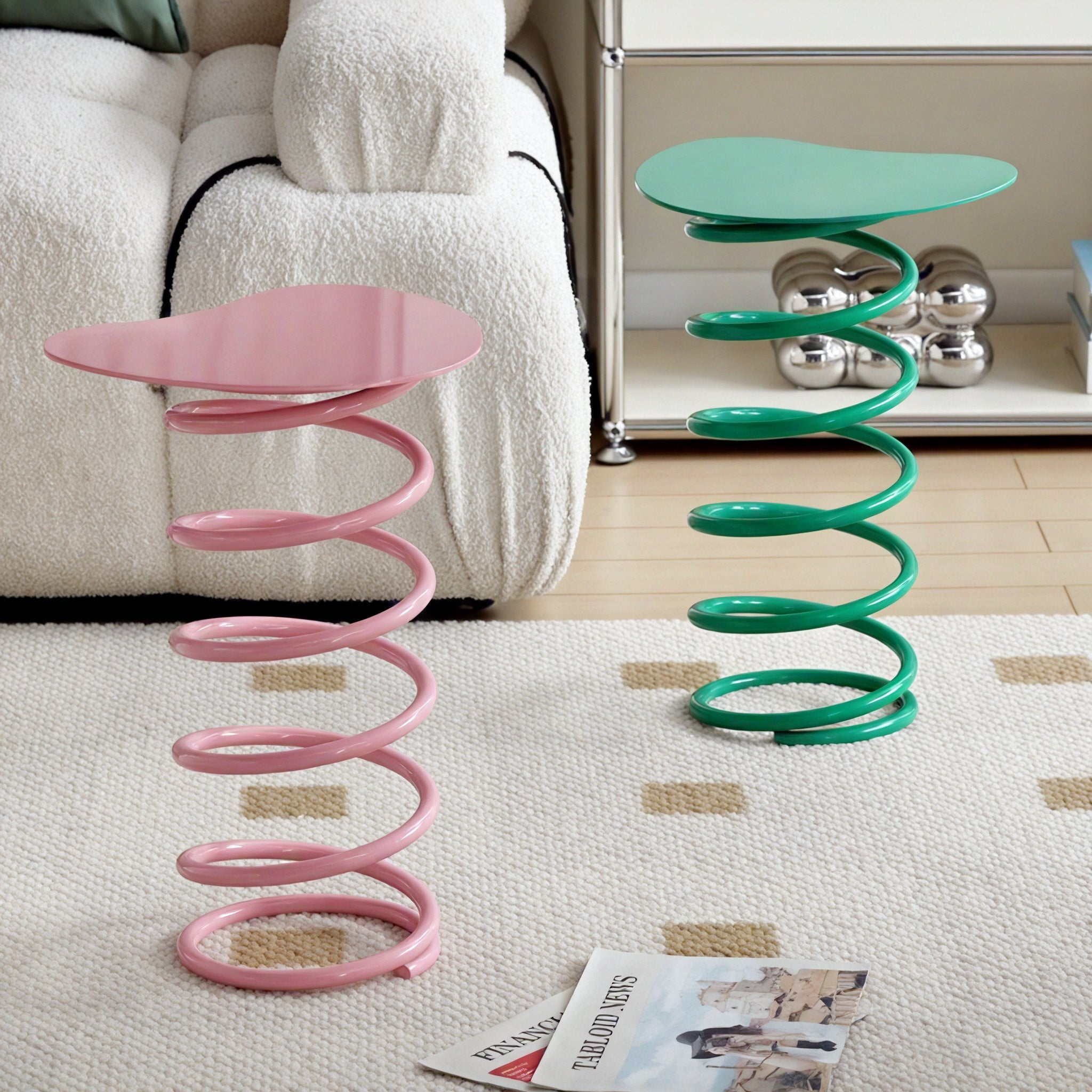 COIL PERCH | Vibrant Spiral Stool-Table Combo