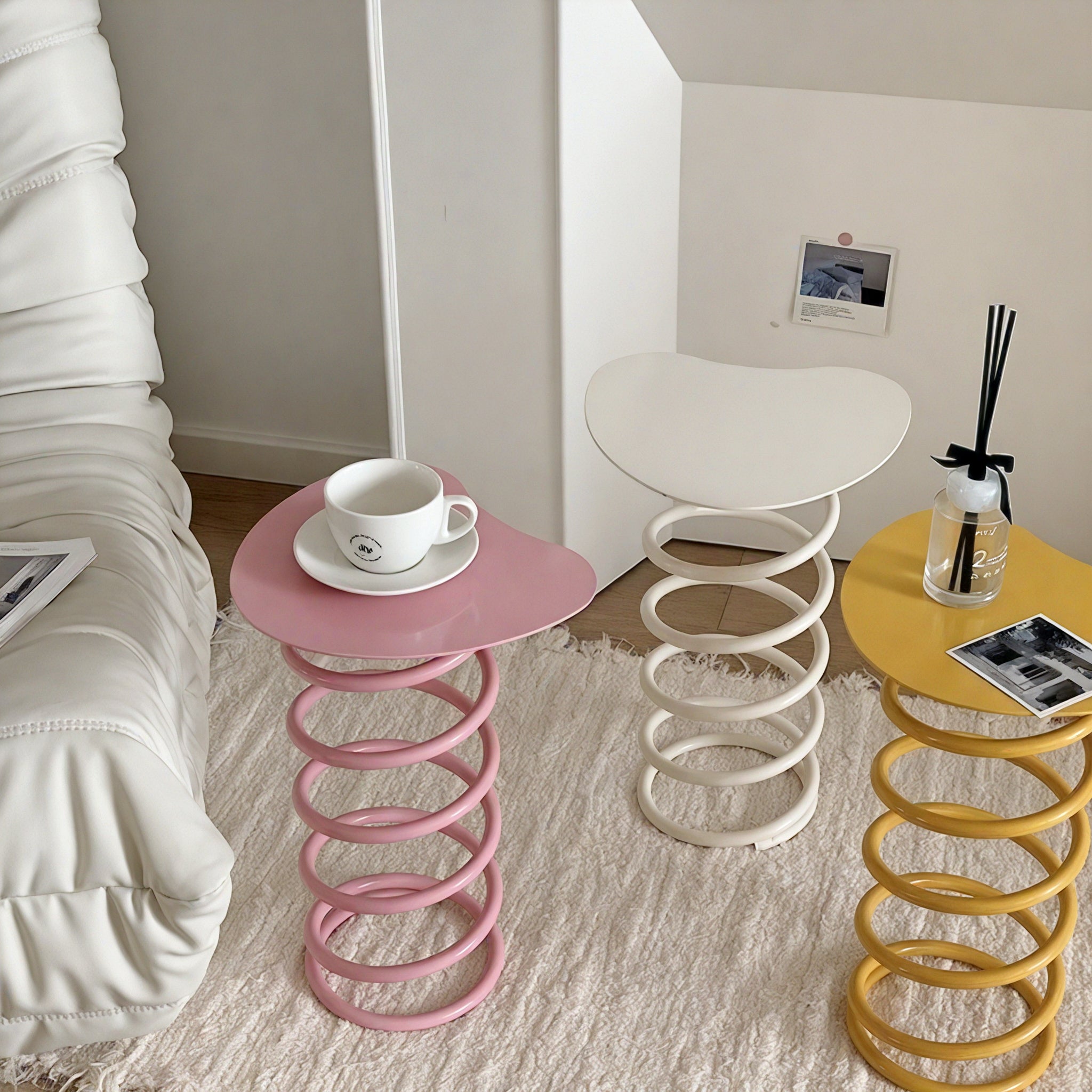 COIL PERCH | Vibrant Spiral Stool-Table Combo