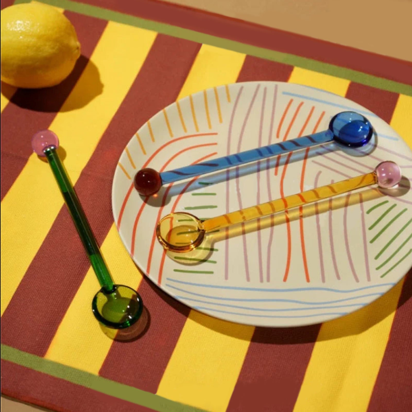 Colored Glass Spoon – Glass Stirring Bar, Precise Drink Stirrer