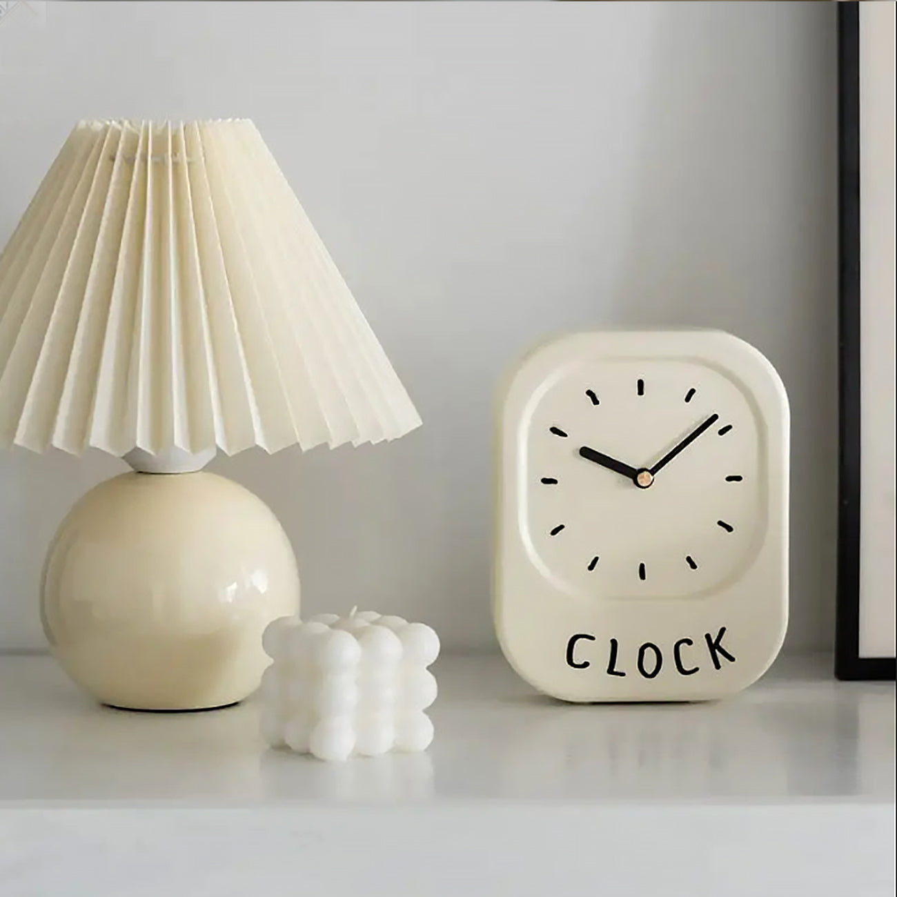 Minimalist Clock – Simple Cream White Contemporary Style