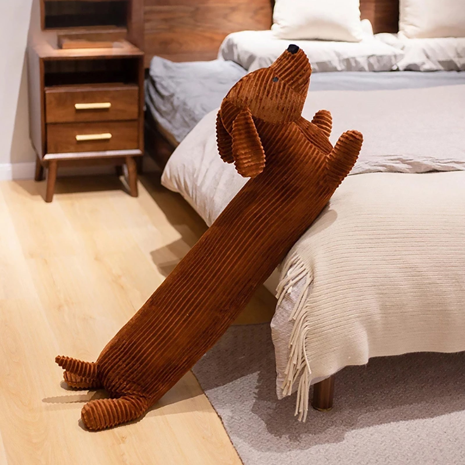 Dachshund Lounge Pillow - Corduroy Dog Body Pillow 47.2" Eco-Friendly Couch Cushion