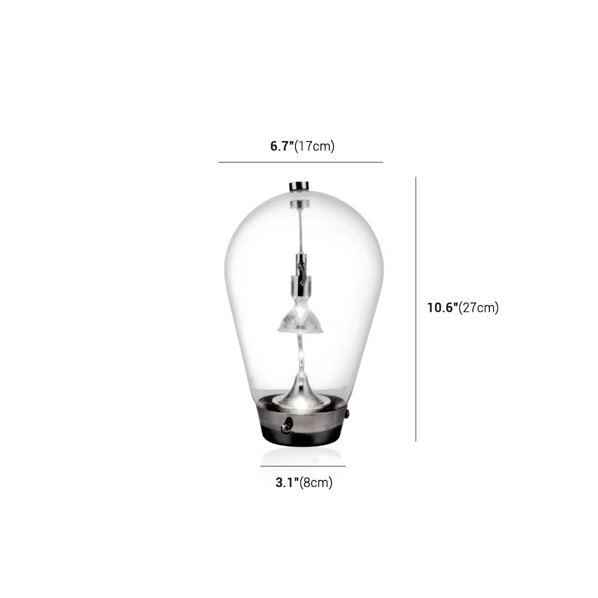 Blown Glass Table Lamp - Chrome Modern Glass Lamp