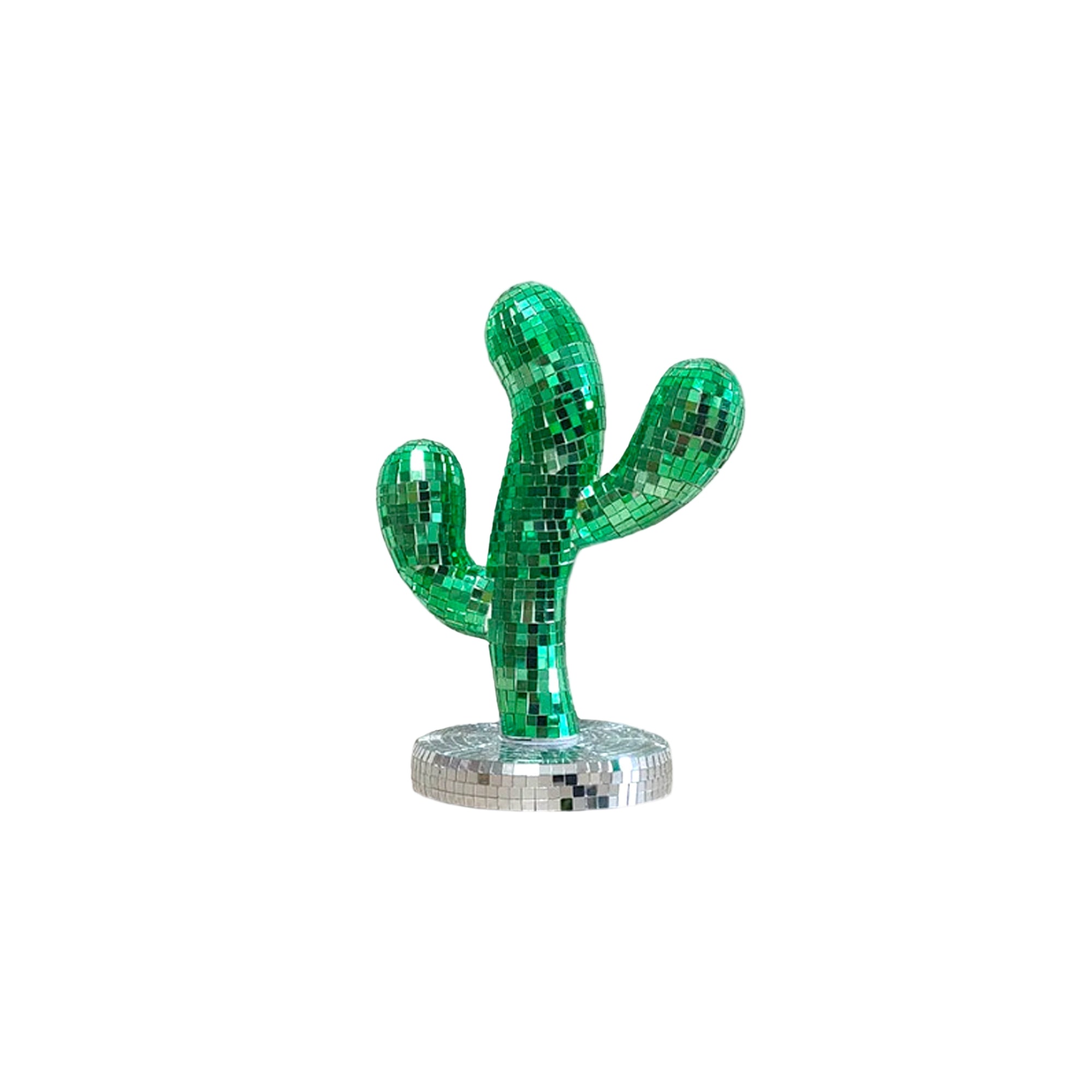 Disco Ball Cactus Ornament - Glass & Steel Decor