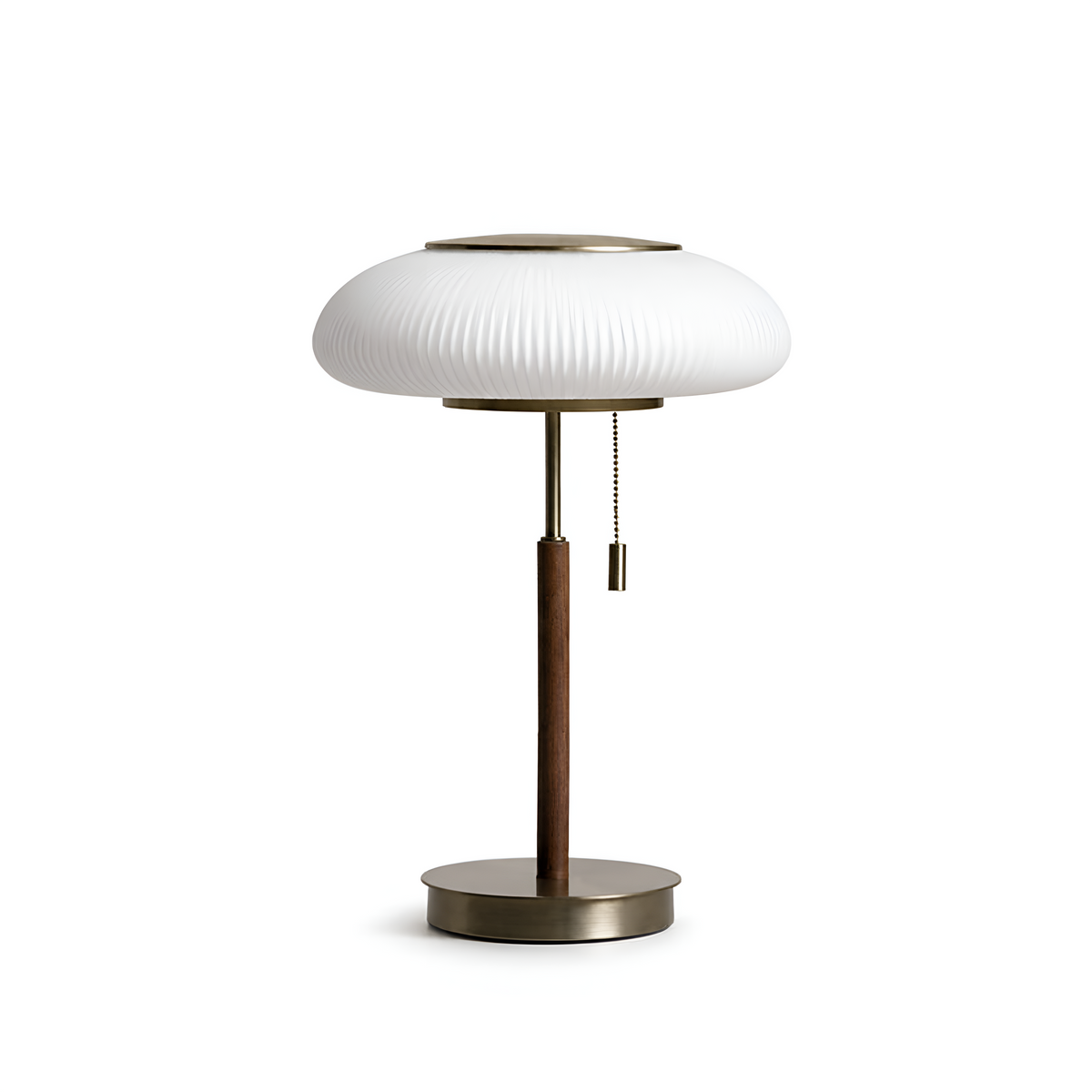RIBBED DOME | Walnut & Brass Glass Table Lamp
