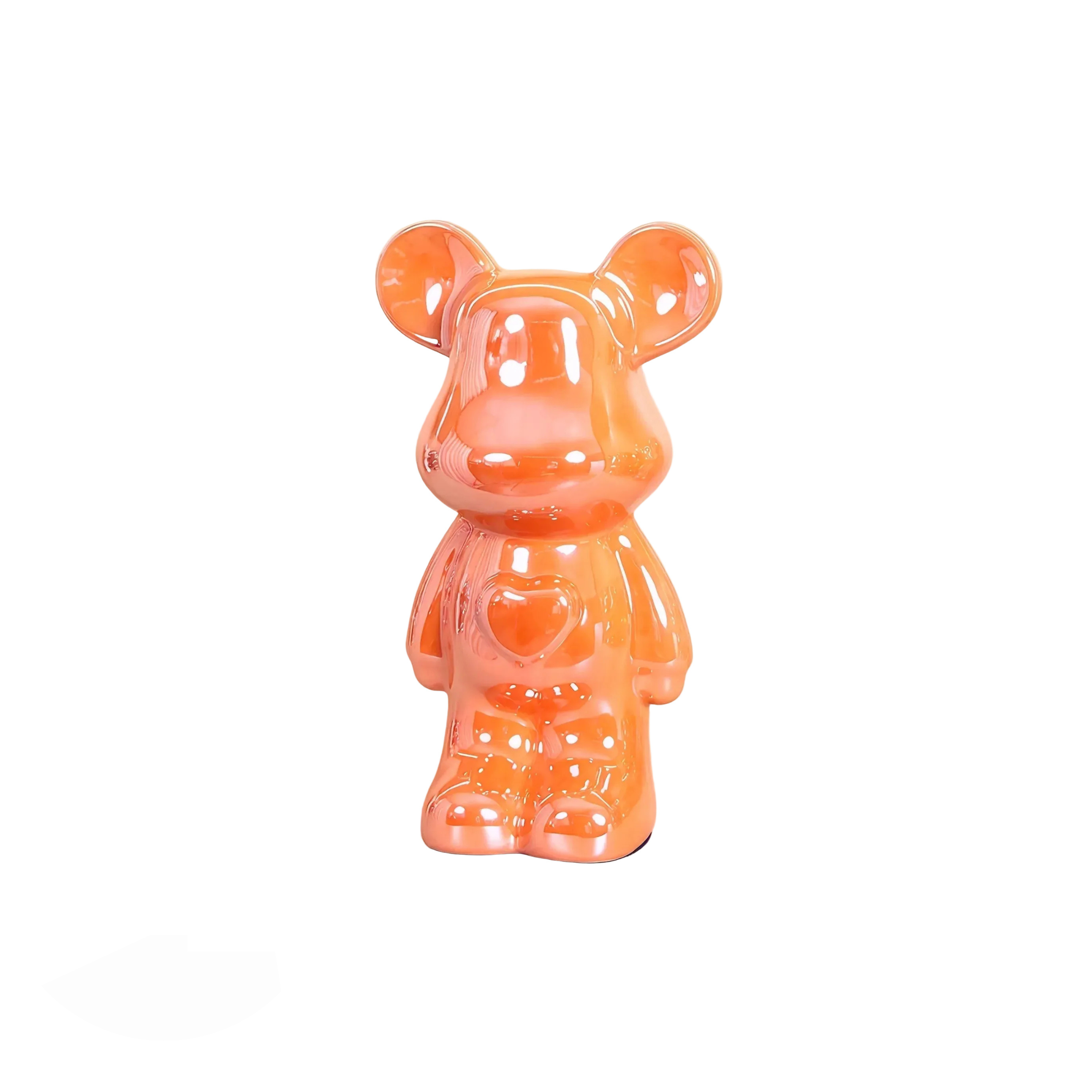 METALLIC-BEAR | Ceramic Heart Bear Decor