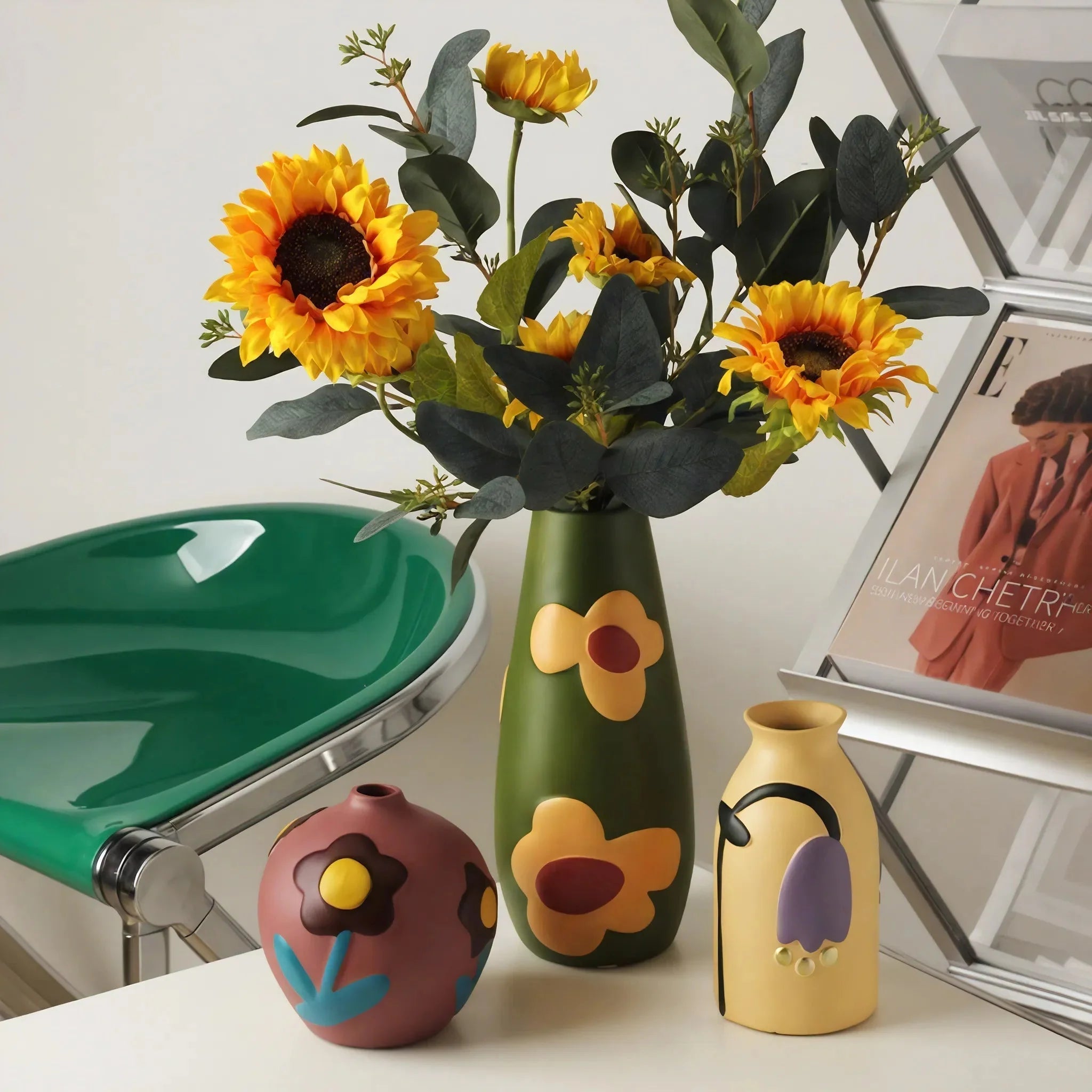FLORAL CERAMIC | Hand-Painted Nordic Vase Set
