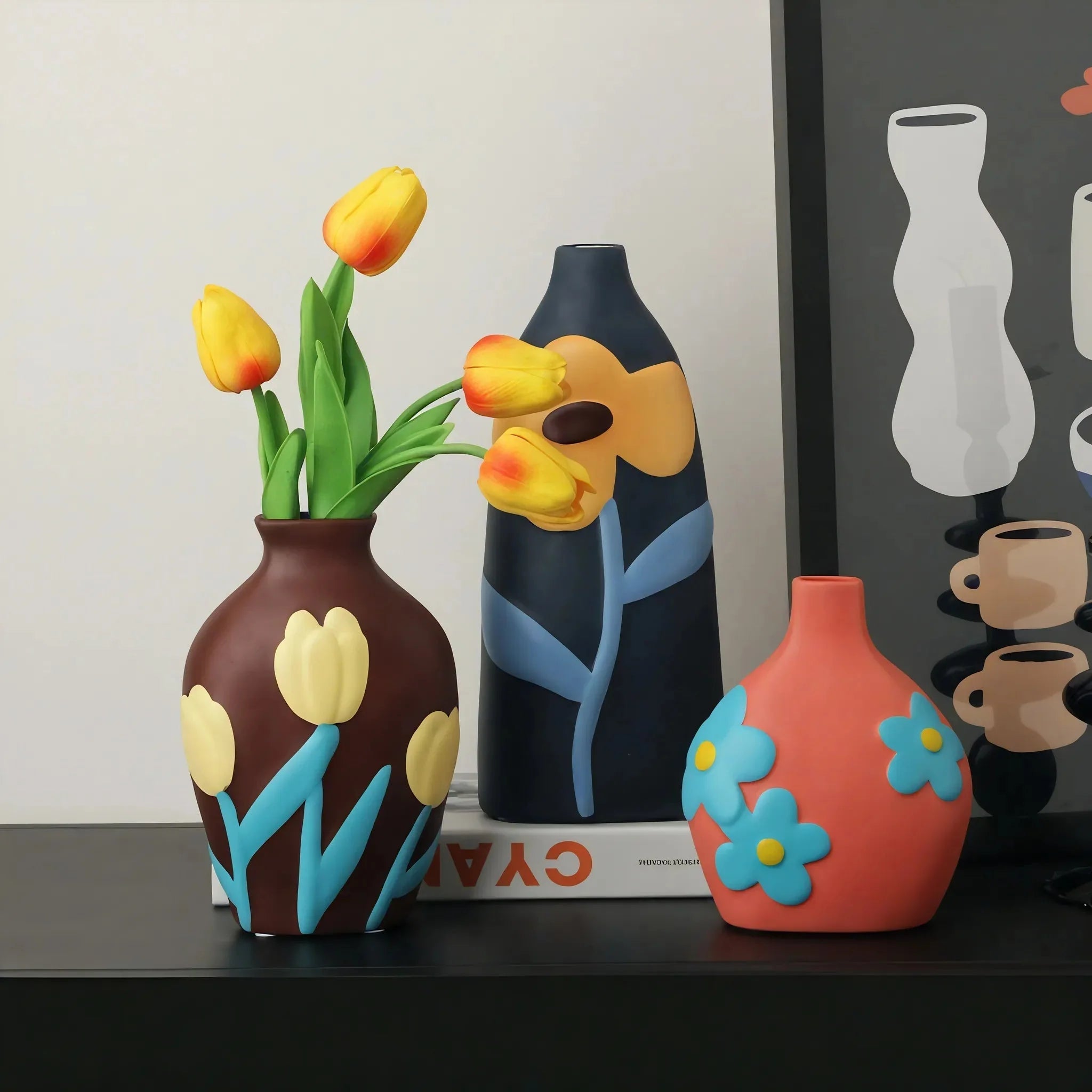 FLORAL CERAMIC | Hand-Painted Nordic Vase Set
