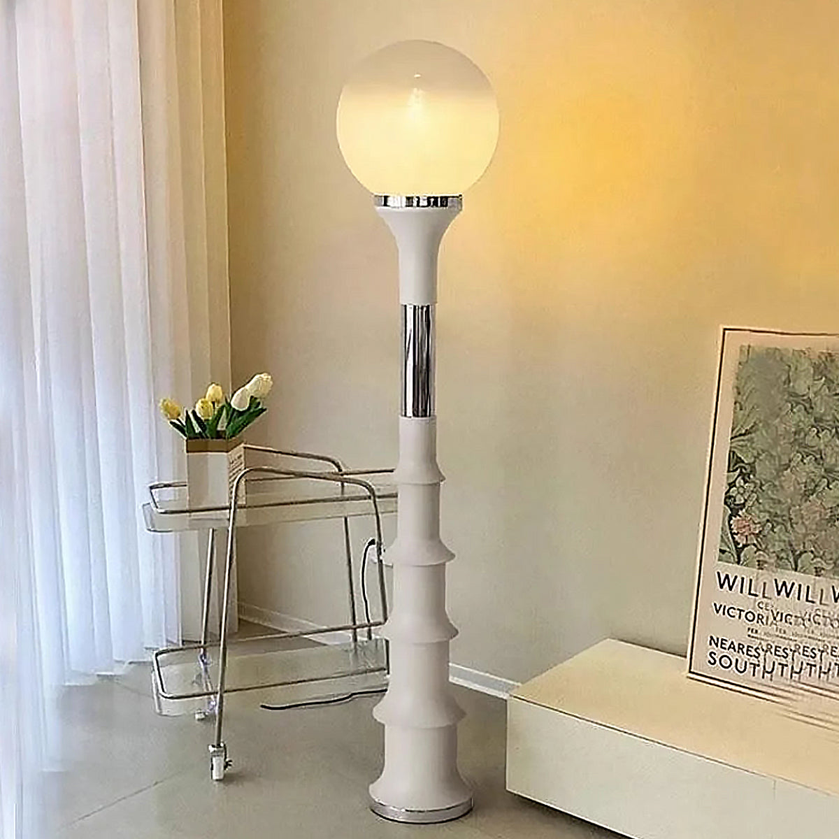 Retro Ball Floor Lamp | 90s French Design, Corded Light