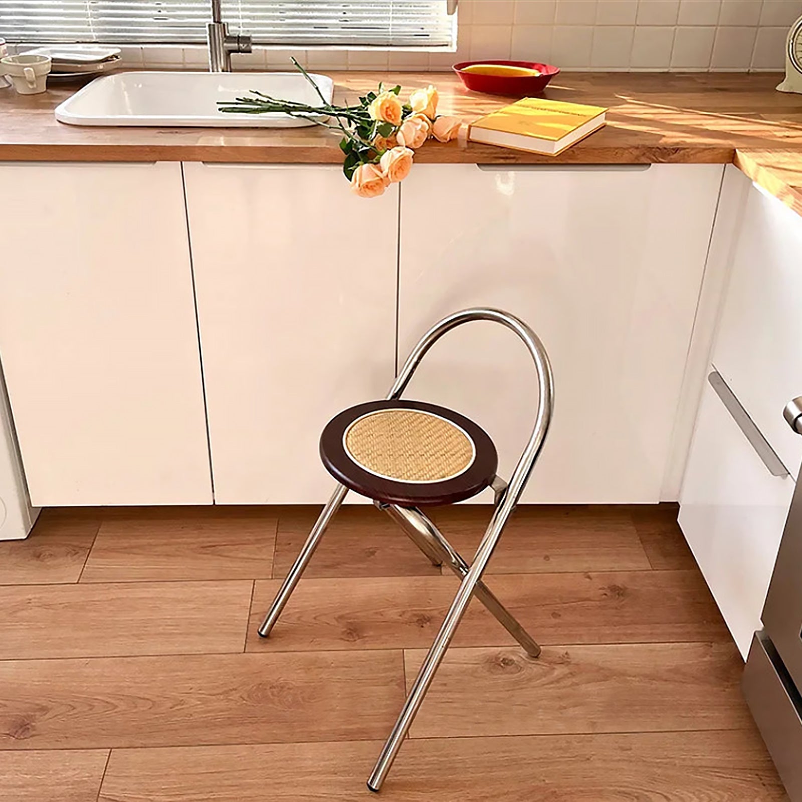French Rattan Chair – Folding Dining Seat With Durable Woven Design