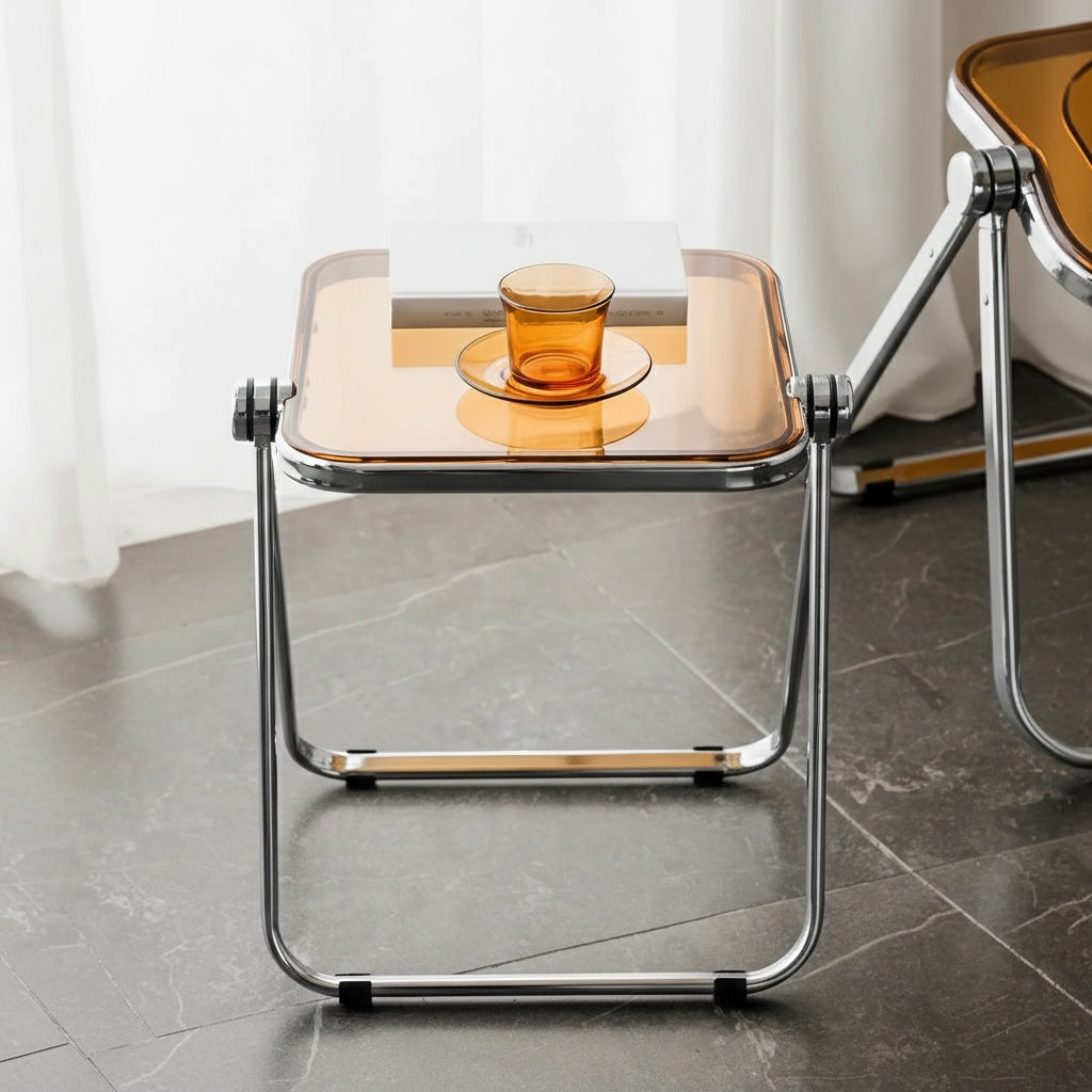 Foldable Acrylic Side Table – Transparent Compact Coffee Table