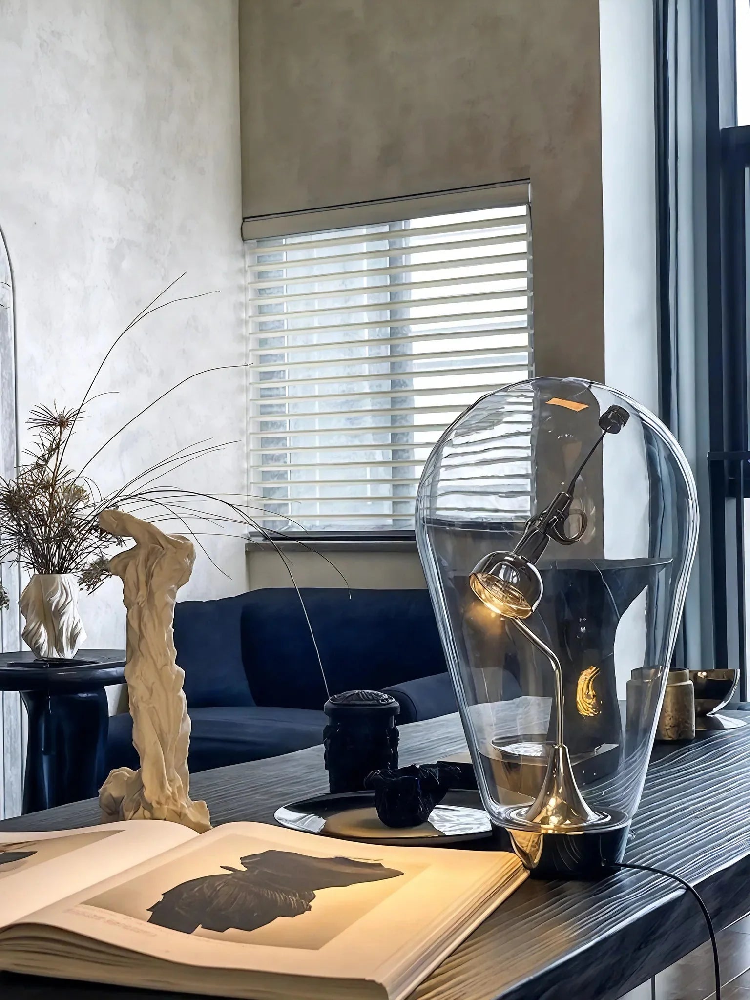 GLASS-WHISPER | Sculptural Chrome & Glass Illumination