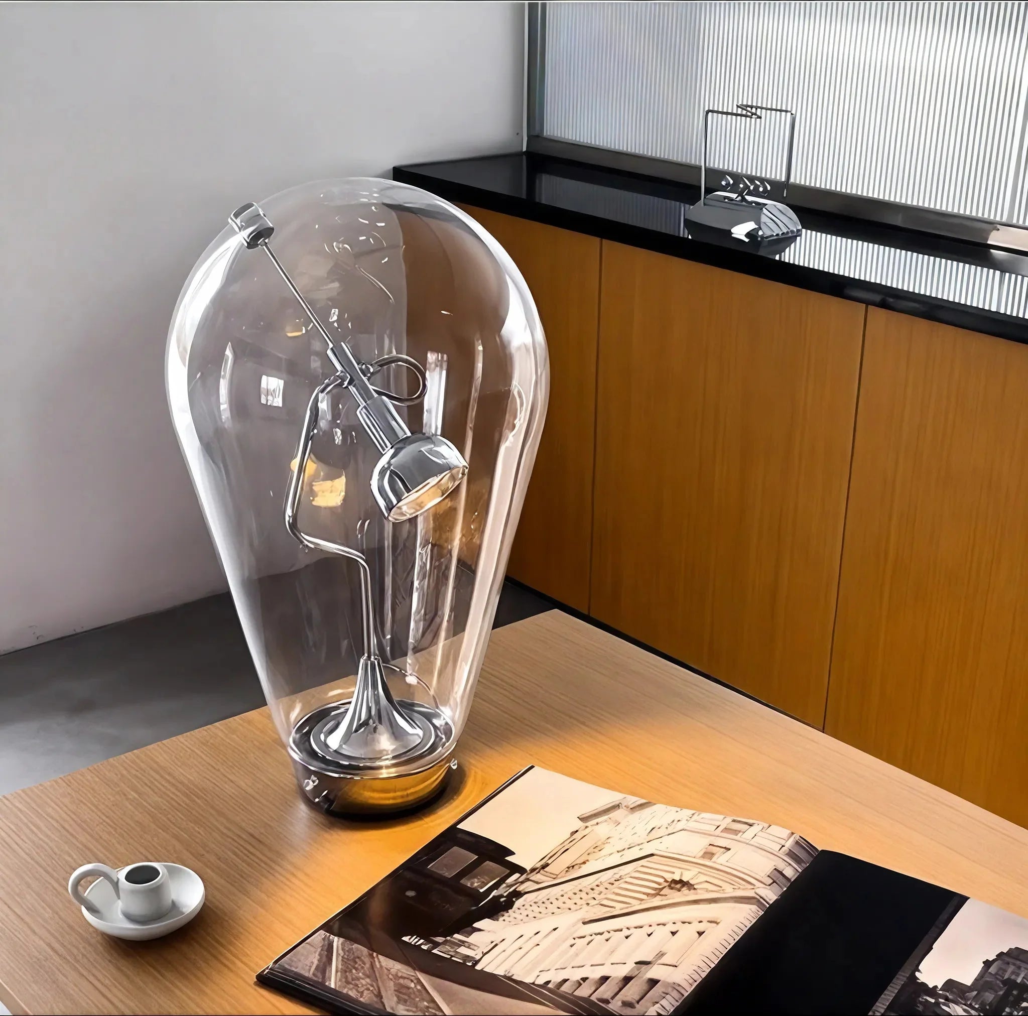 GLASS-WHISPER | Sculptural Chrome & Glass Illumination
