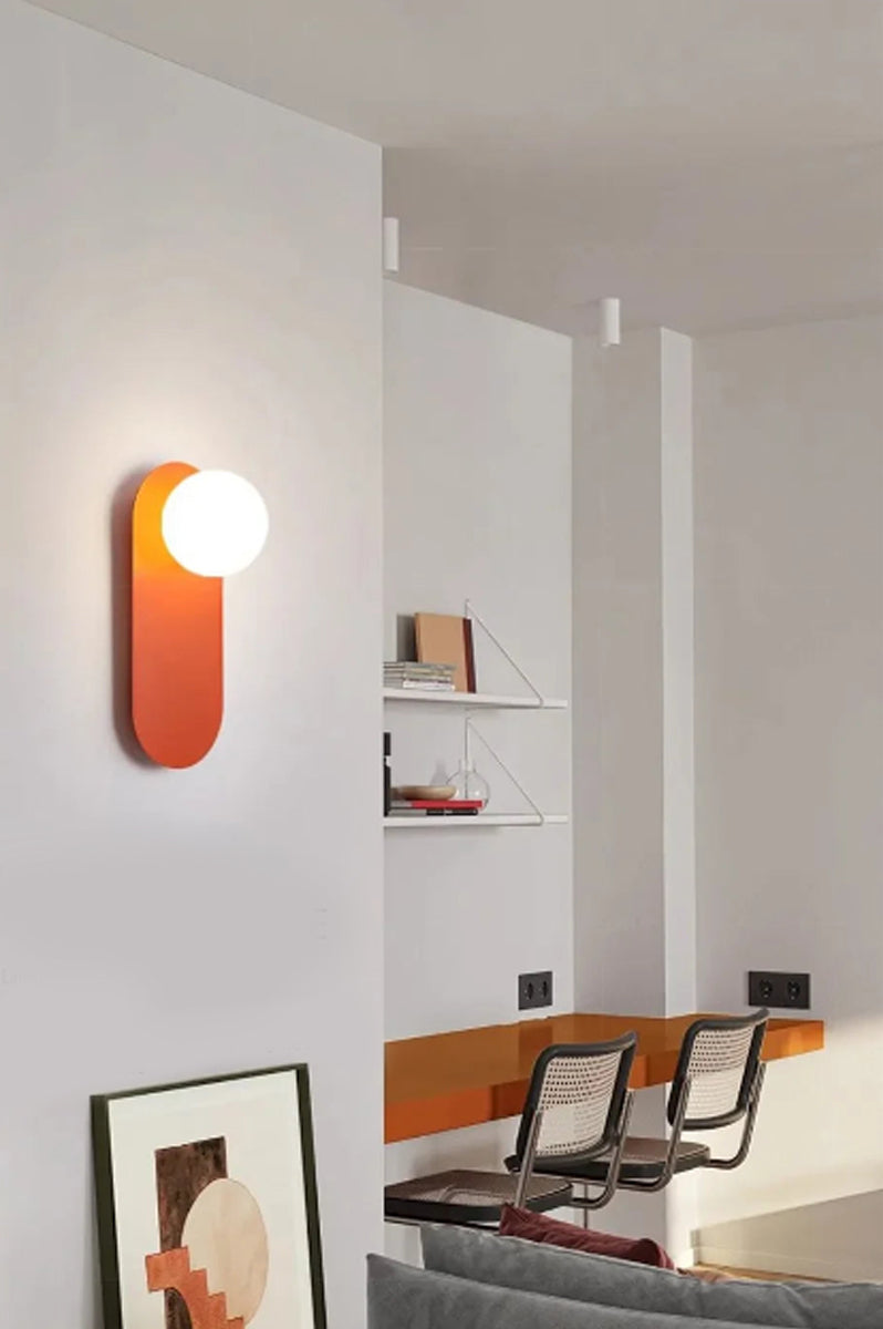 Glass Ball Wall Lamp - Modern Metal Plate Fixture
