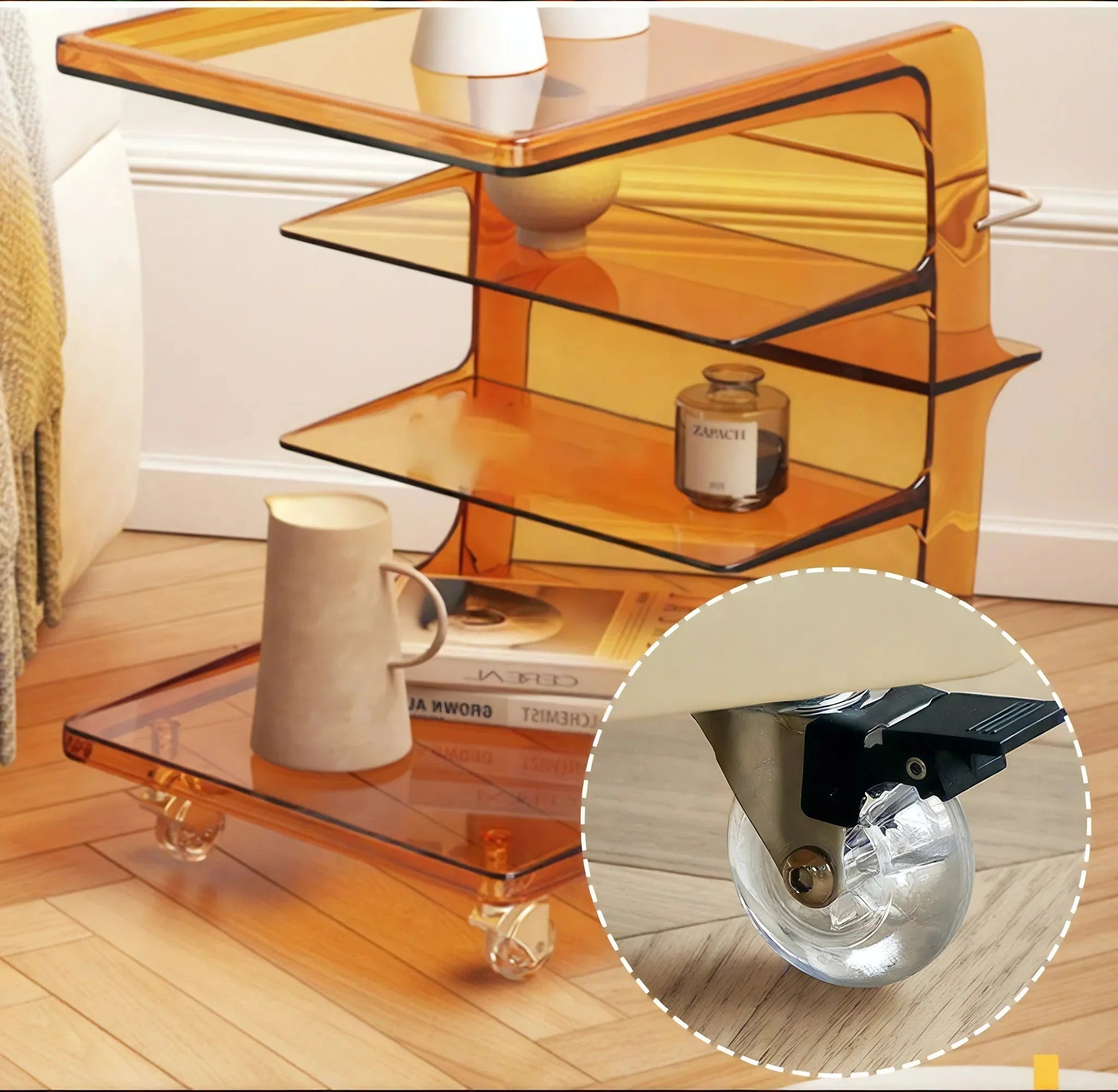 GLOSSY GLIDE | Contemporary Multi-Tier Organizer Cart