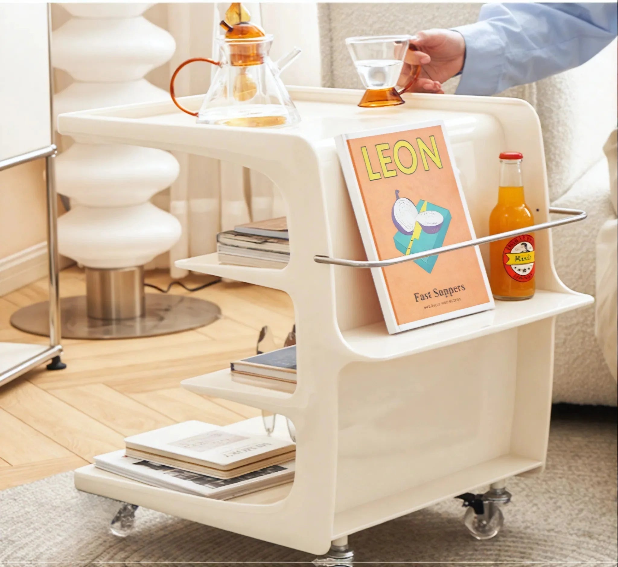 GLOSSY GLIDE | Contemporary Multi-Tier Organizer Cart