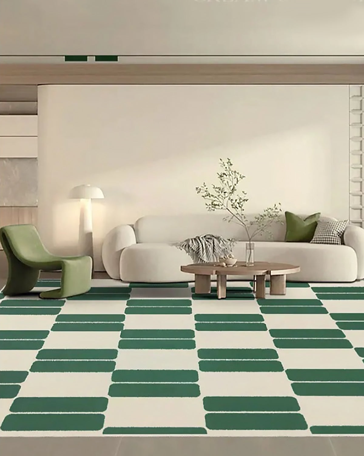 Green Retro Area Rug - French Patterned Carpet