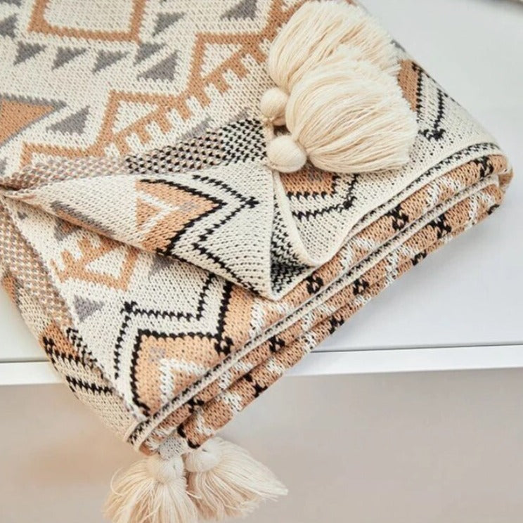 Navajo Throw Blanket - Retro Southwest Cozy Fleece 51x79 Inch