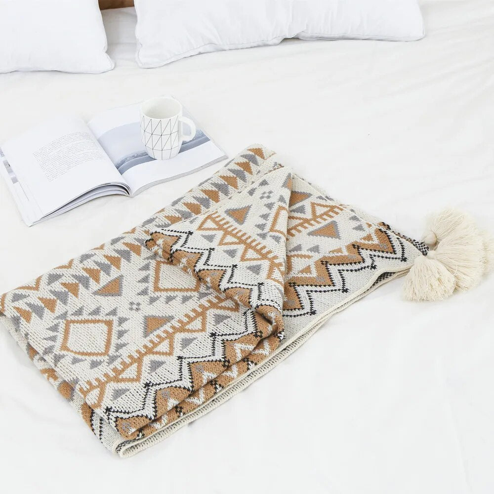 Navajo Throw Blanket - Retro Southwest Cozy Fleece 51x79 Inch
