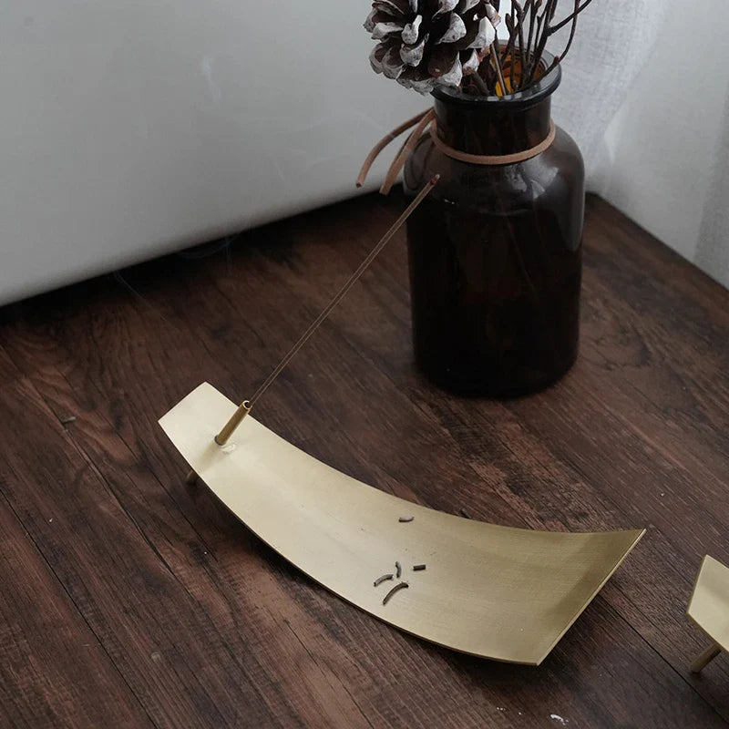 Bronze Incense Holder - Nordic Metal Tray 6x3"