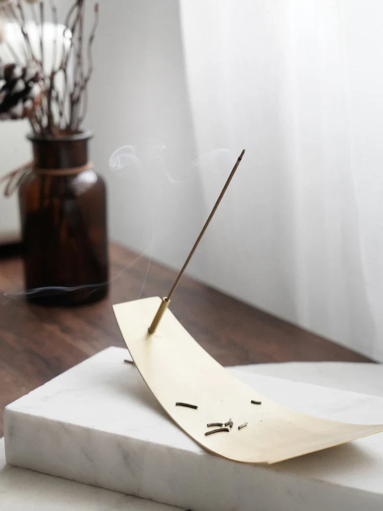 Bronze Incense Holder - Nordic Metal Tray 6x3"