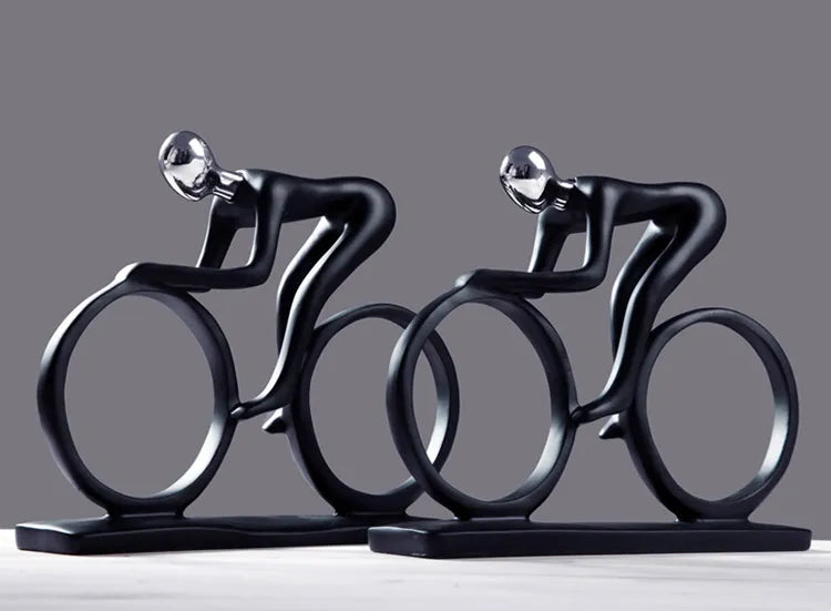 Cyclist Figurine Sculpture - Handcrafted Resin Bike Statue