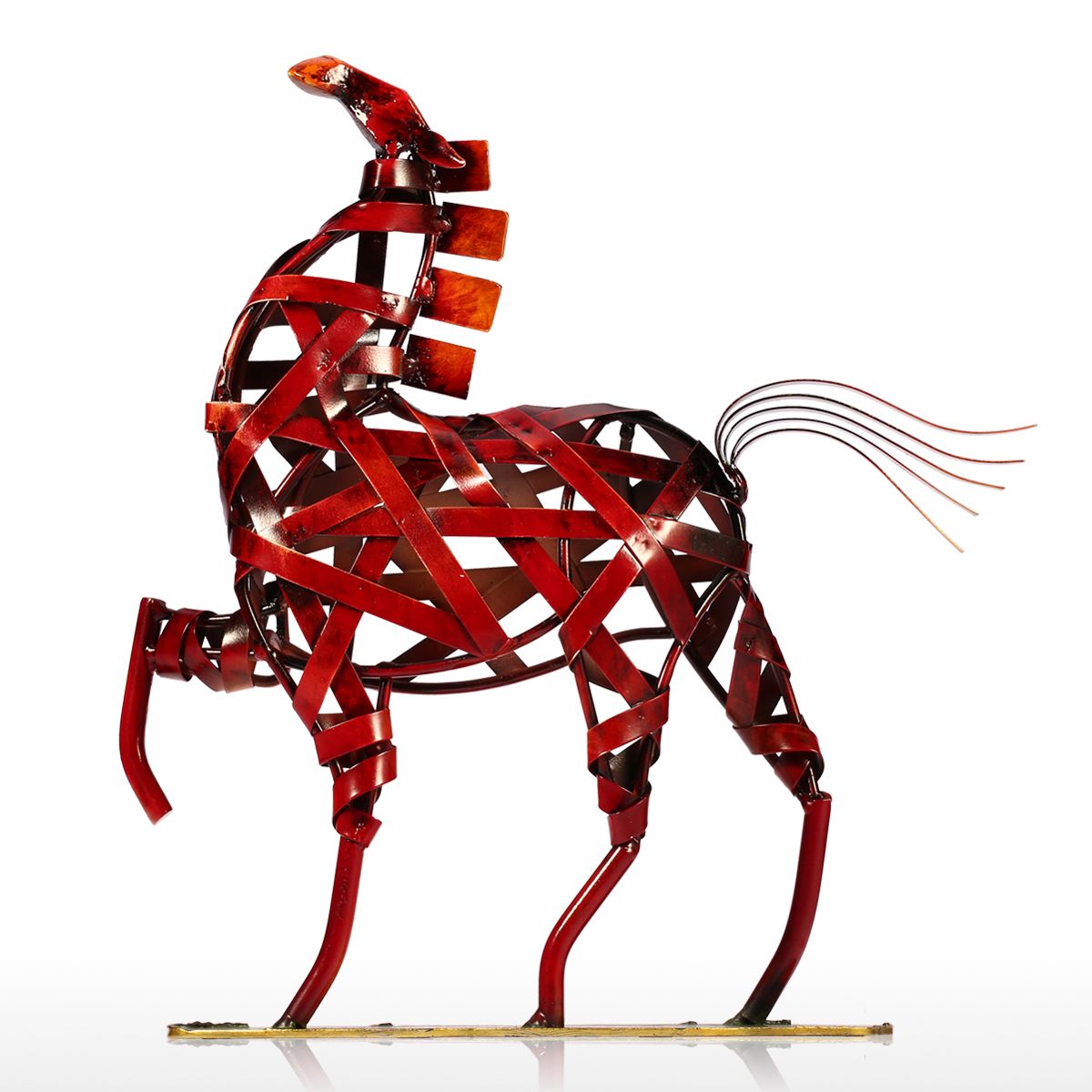 Iron Horse Statue – Braided Metal Sculpture Decor