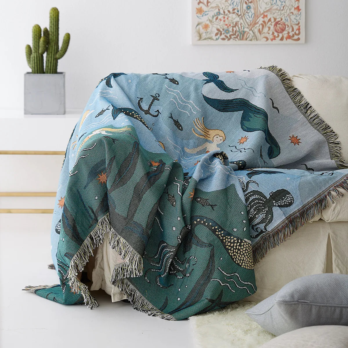 Mermaid Throw Blanket - Plush Cozy Sea Pattern