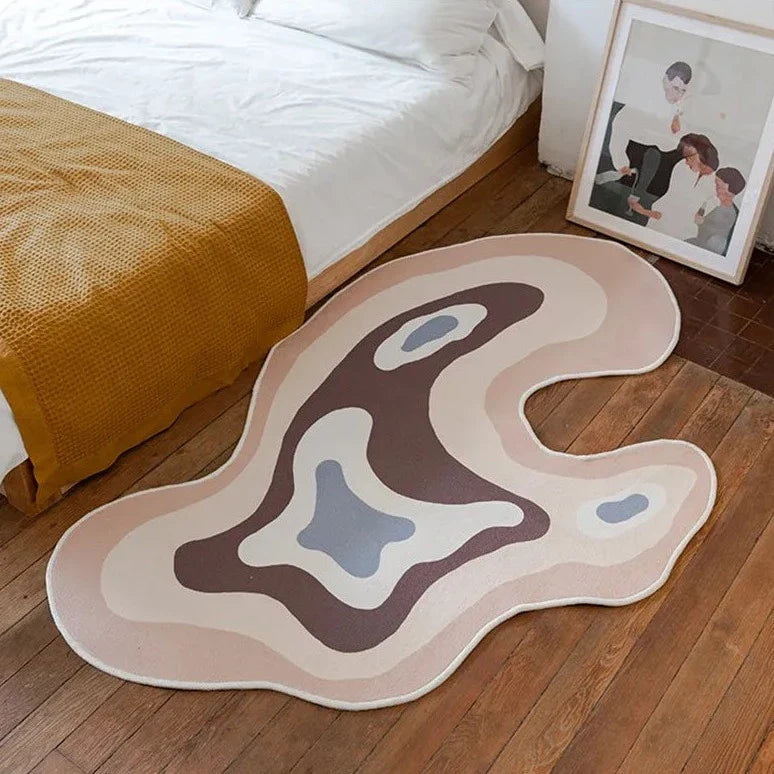 Abstract Area Rug - Irregular Shape Flat Lightweight Rug