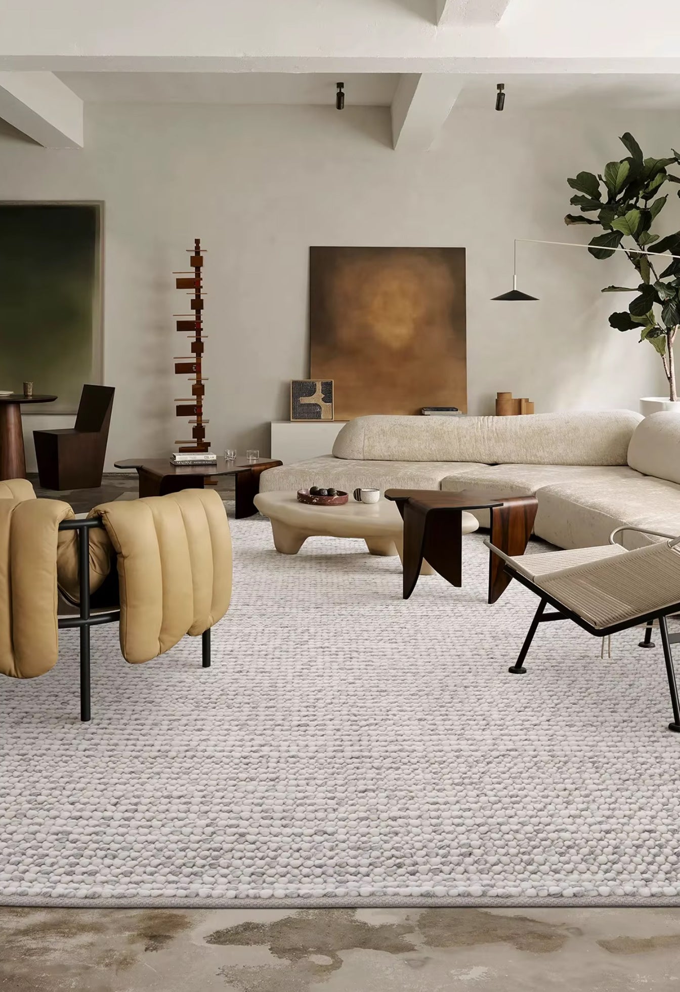 Hand Woven Wool Rug - Indian Pebble Area Carpet