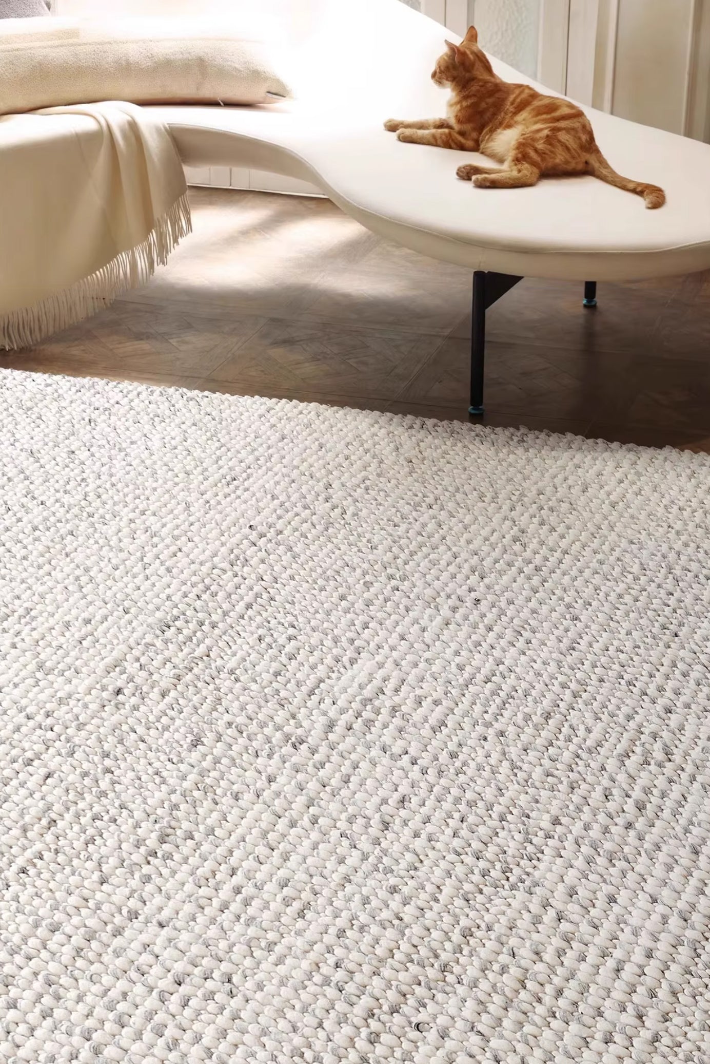 Hand Woven Wool Rug - Indian Pebble Area Carpet