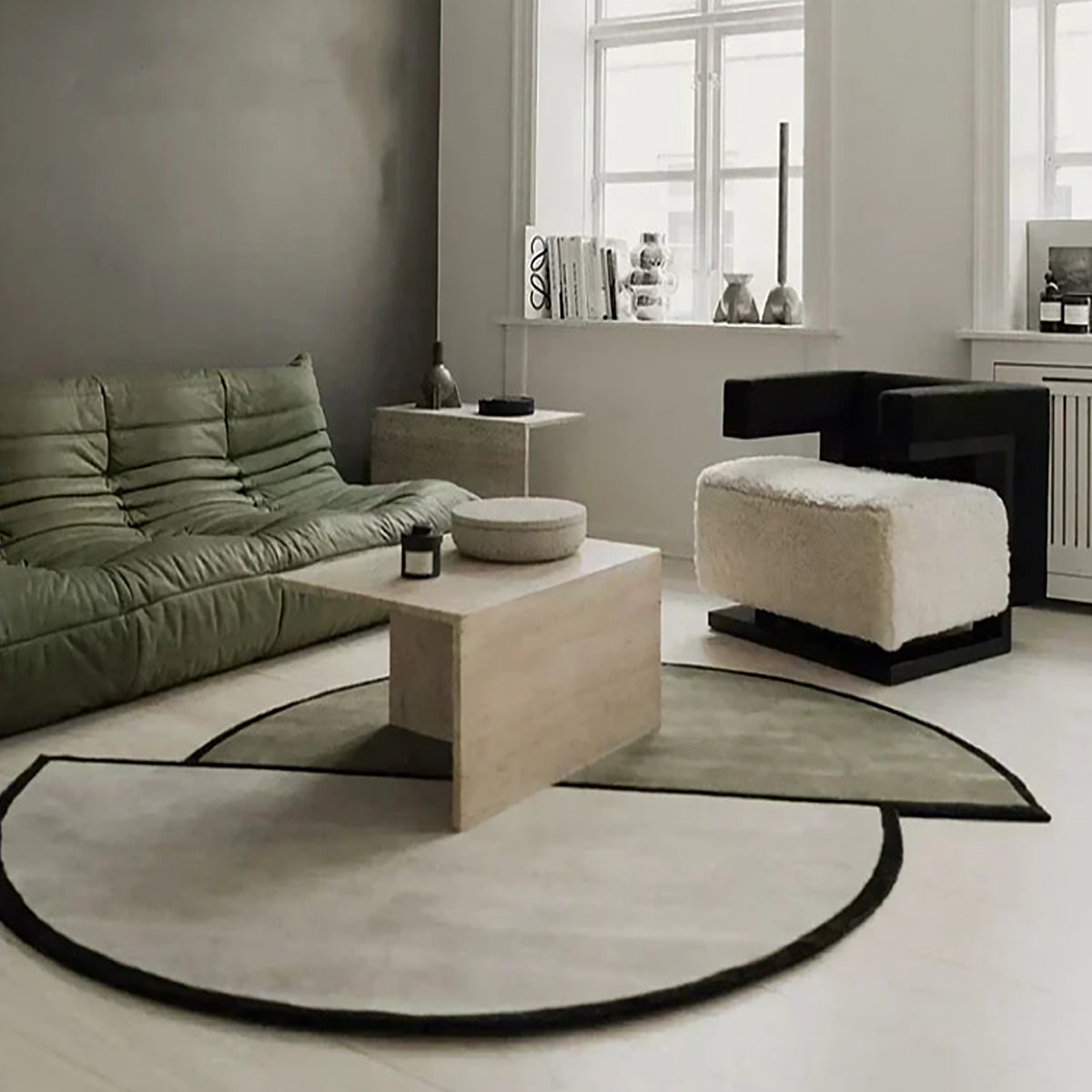 Irregular Round Rug – Staggered Area Carpet Mat